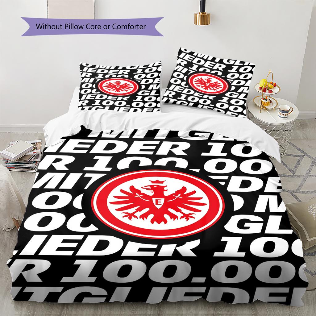 Frankfurt Football Pattern Bedding,Quilt Set Quilt Cover Pillowcase Home Birthday Gift (1 * Duvet Cover + 2 * Pillowcase, Without Core)
