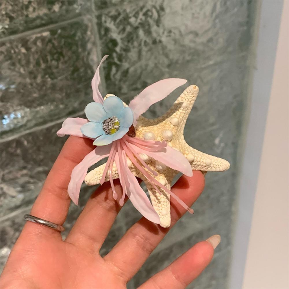 Süßer Seestern Haarspange Koreanischer Stil Damen Seitenclip Pinke Orchideenblume Haarnadel Pferdeschwanzhalter