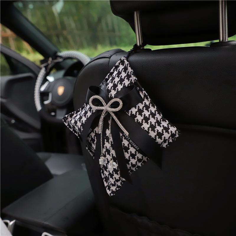Houndstooth Bowknot Bamboo Charcoal Air Freshener Bag For Car And Home