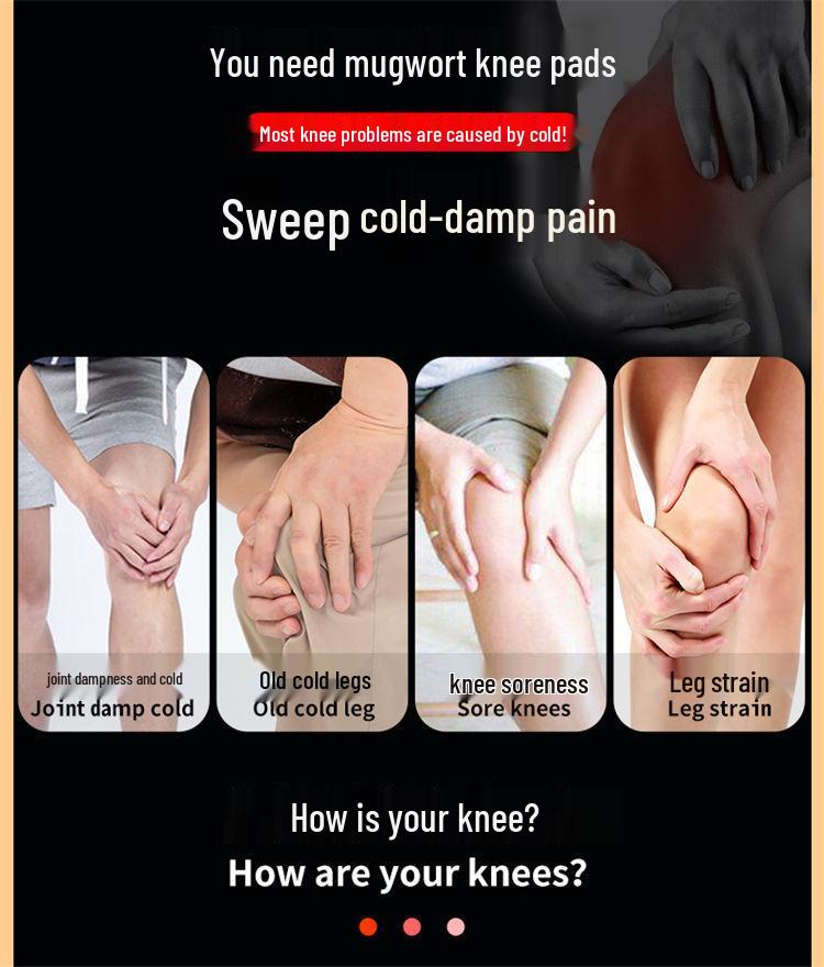 Mugwort Self-Heating Knee Pads for Men & Women - Warm, Non-Slip, Pure Cotton, Thin, Cold Protection for Air-Conditioned Rooms