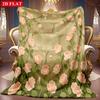 1pc 2D Stone Wall Pink Rose Theme Pattern Flannel Blanket, Soft HD Digital Print, Cooling Blanket All-Season Use! Soft And Breathable 100% Polyester F