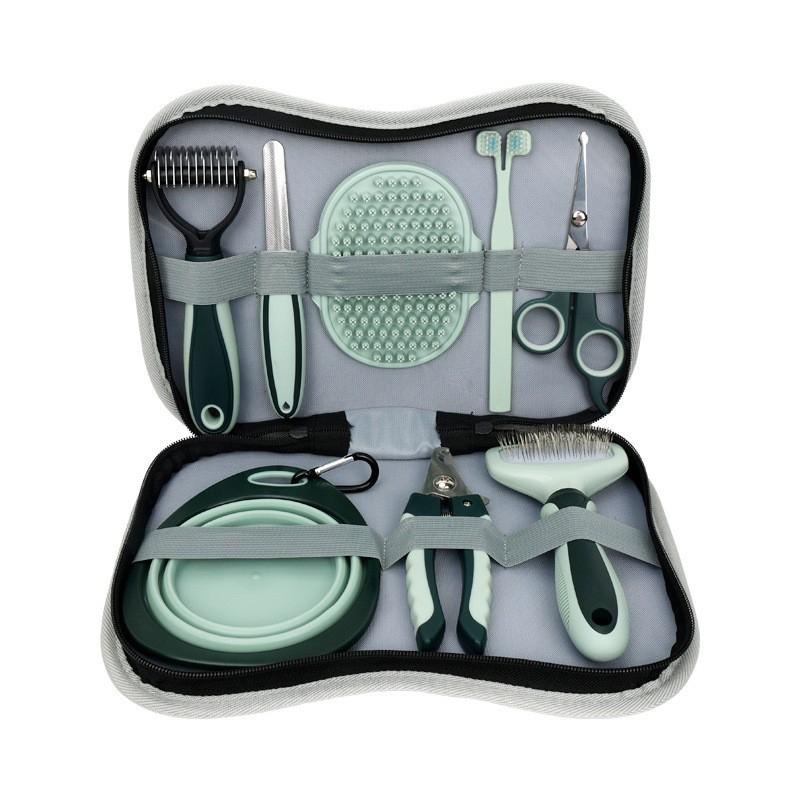 8Pcs/Set Pet Cat Dog Grooming Tool Set Pet Multi-Functional Cleaning Set Dog Hair Removal Bursh Nail Clipper File Flea Combs