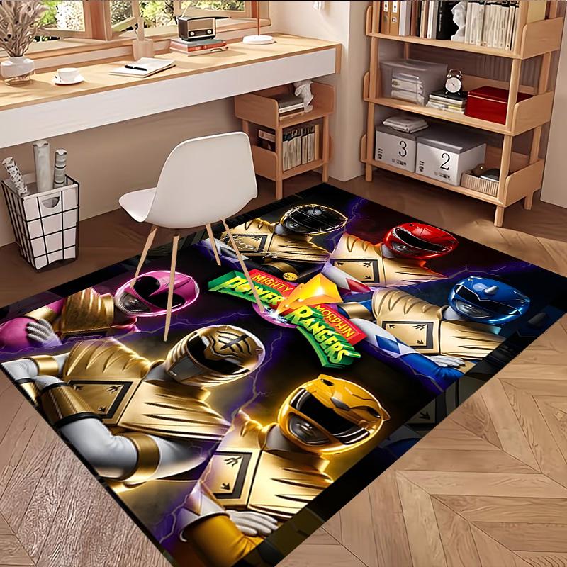 Mighty Morphin Power Rangers Print Rug, Washable Floor Carpet, For Entryway Dorm Laundry Room Office Study, Home Decor Birthday Christmas Gift