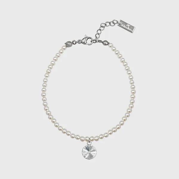 White Crystal Pearl Bracelet JB-25-011B