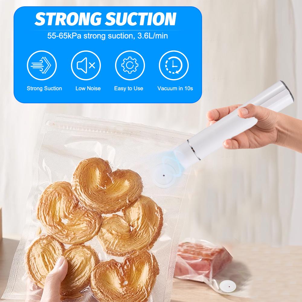 Handheld Vacuum Sealer Machine Portable USB Type-C Charging Cordless 2-in-1 Automatic Food Vacuum