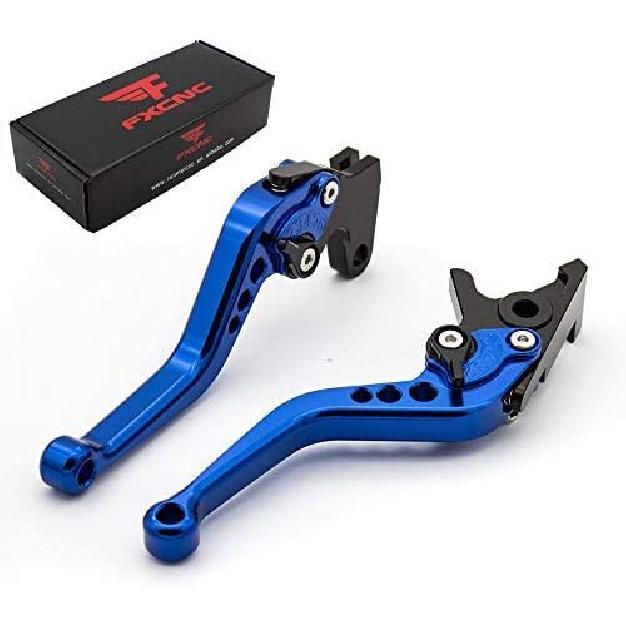 FXCNC CNC Aluminum Short Adjustable Brake Clutch Levers Compatible with Benelli TNT125 TNT135 TNT 125 135 2016 2017 2018 2019 2020 2021 Blue Lever with Black Adj