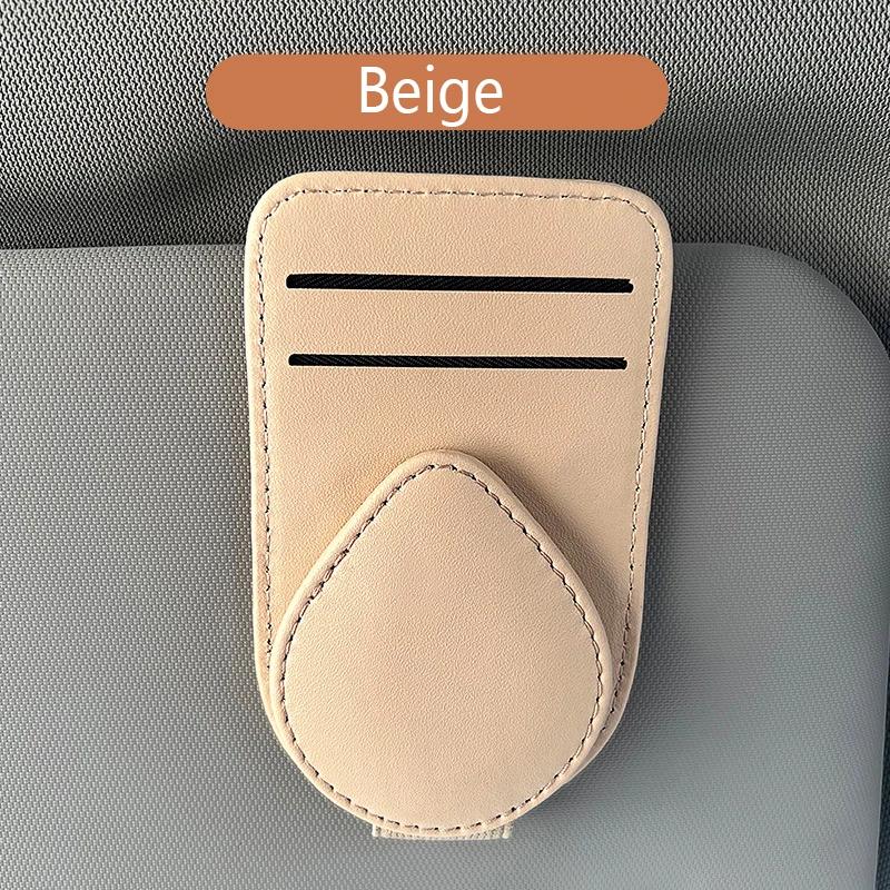 Car Sun Visor Glasses Case Leather Eyeglasses Clip Multifunction Magnetic Sunglasses Hanger Holder Universal Interior Accessorie