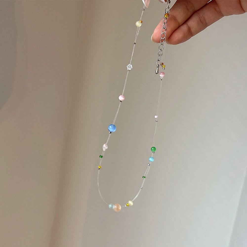 Zinc Zinc Alloy Beaded Necklace Resin Y2k Necklace Sweet Girl Choker  Summer