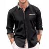 Essential Men's Long Sleeve Shirt with Plaid Trim, Casual & Versatile