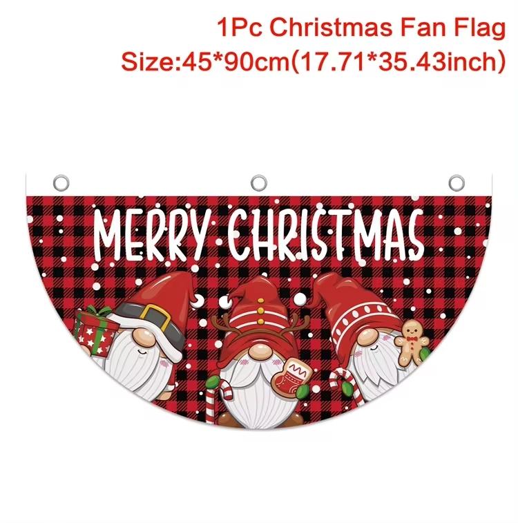 Christmas Fan-shaped Flag Banner Christmas Decor for Home 2026 Christmas Ornament Xmas Navidad Natal Noel Gifts New Year 2026