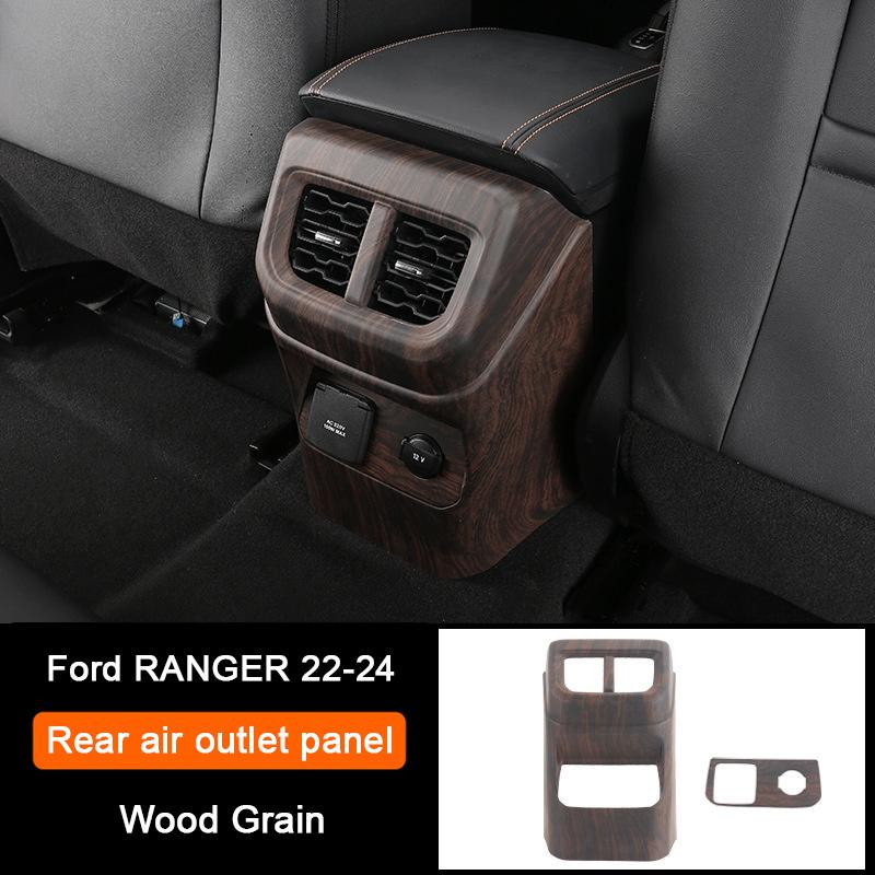 Holzmaserung Innenraum-Überzugsabdeckungen für Ford Ranger Wildtrak T9 2023 2024 Armaturenbrett-Verkleidung Lüftungsdüse Mittelkonsole Schalthebel-Panel-Abdeckung