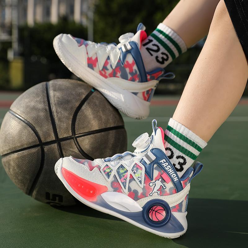 Men's and Women's Middle-aged and Older Children's Basketball Shoes Autumn and Winter Button Sports Leisure Breathable Running Shoes