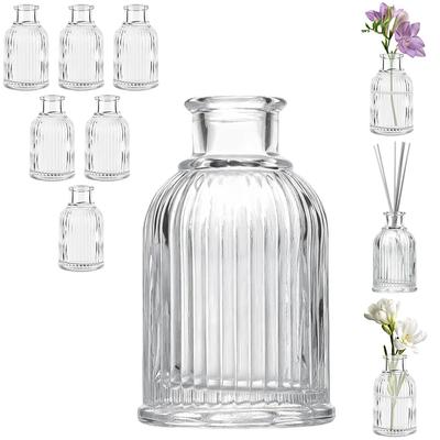2/4/6 PCS Clear Glass Mini Bottles – Reed Diffuser & Bud Vase Set for Wedding Centerpieces, DIY Fragrance & Florist Decor