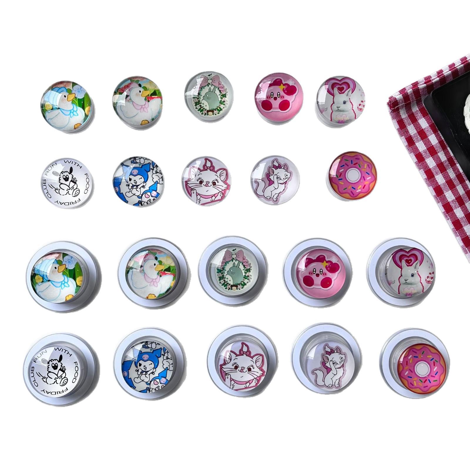 Cartoon Kirby Magnetic Phone Holder & Airbag Stand, Telescopic & Detachable, Glass Round Sticker Clear Kirby