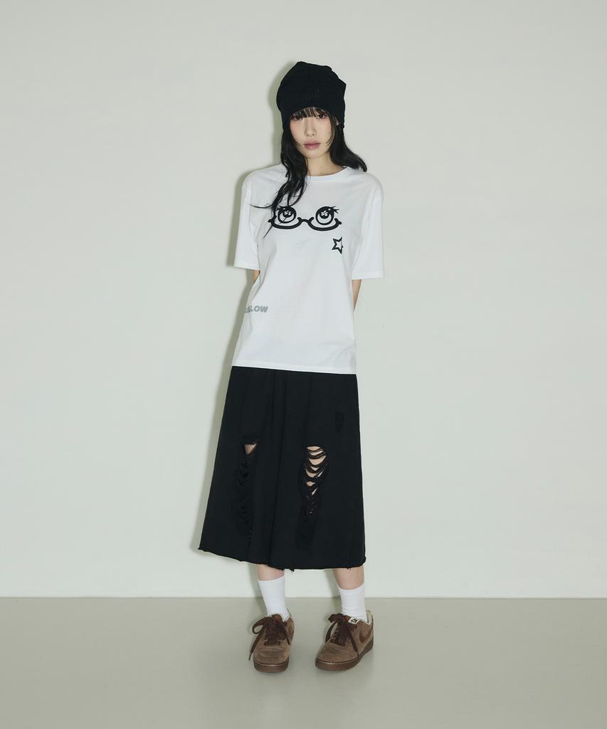 Seulliggeullou Damaged Bermuda Sweatpants [Black]