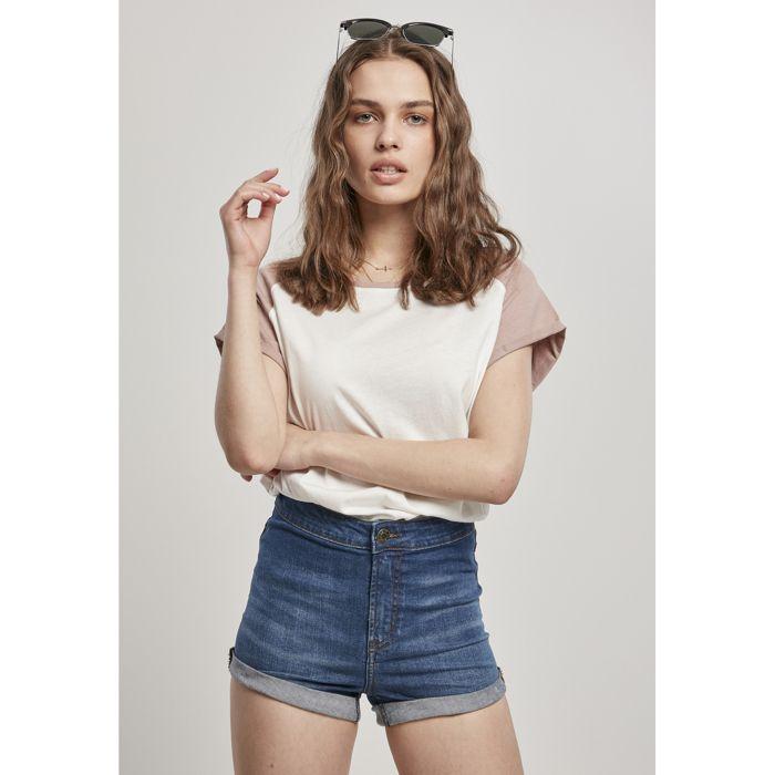 T-shirt Femme - Urban Classics - Contrast Raglan - 100% Coton - Manches Courtes - Grandes Tailles