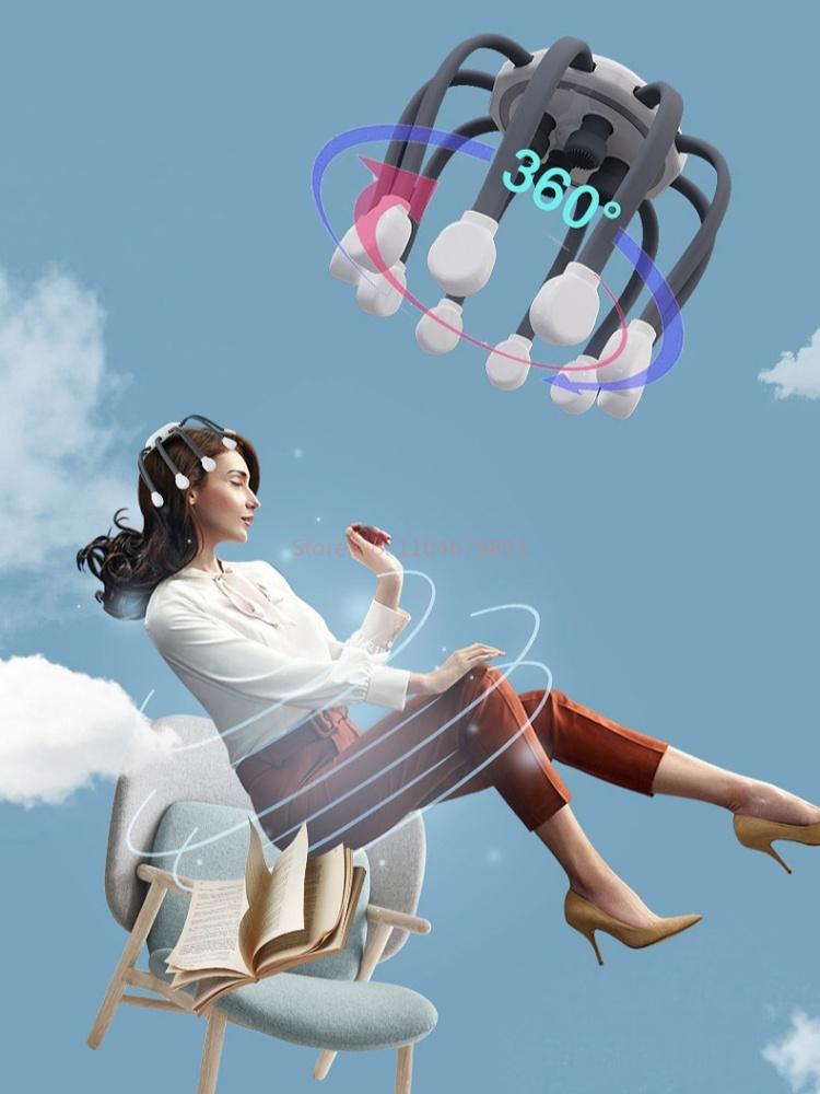 Electric Claw Scalp Scratcher 10 Vibration Contacts 5 Massage Mode Head Red Ray Cordless Portable Head Massager For Relaxation