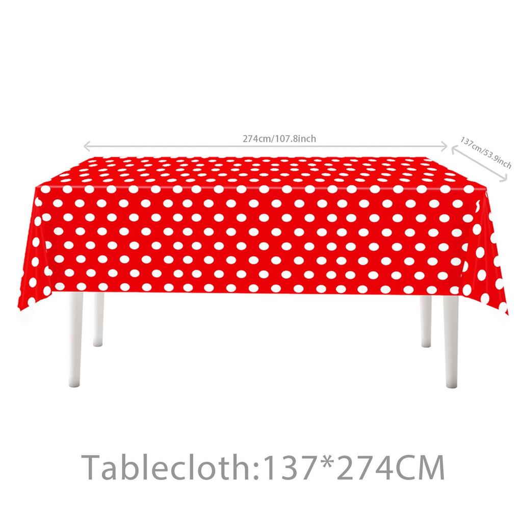 Cartoon Birthday Party Tableware Set: Black, Red, Yellow Polka Dot Plates & Napkins