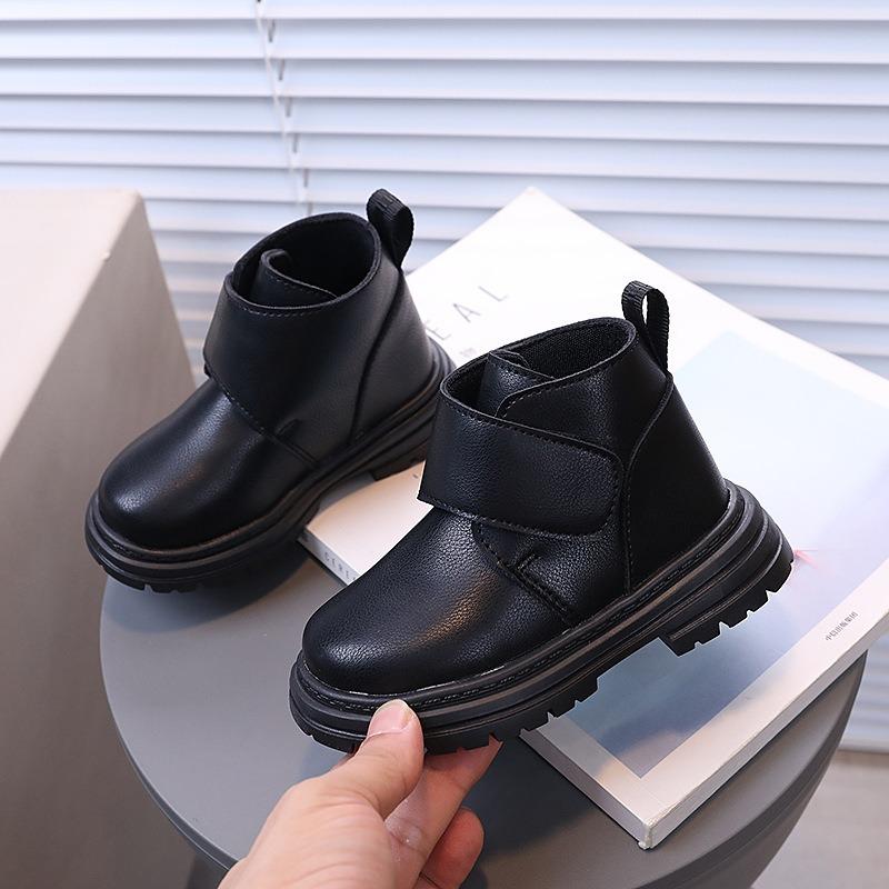 Children's Spring/Autumn Solid Short Boots – Boys' Fashion, Girls' Soft-Sole Anti-Slip Ankle Boots, Leather Boots