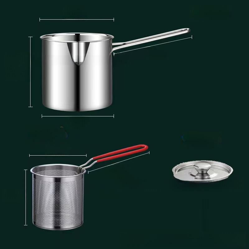 304 Stainless Steel Mini Frying Pan with Filter for Induction Cookers - Fuel-Saving, Multifunctional Household Use