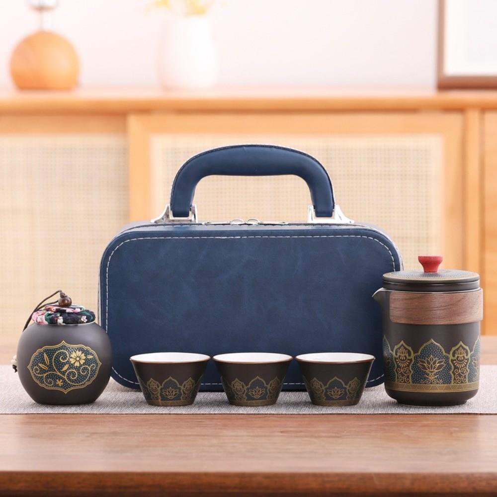 With Proctive Box Travel Tea Set Ceramic Porcelain Teaware Tea Gift Set  Travel Use
