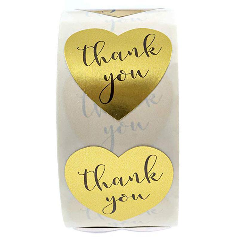 50pcs Heart Thank You Stickers1inch Floral Seal Labels Cute Paper Stickers for Wedding Party cards envelope Stationery Stickers