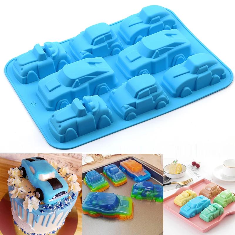 Car Silicone Mold For Baking 3D Auto Soap Candle Mould Ice Cube Tray Kids Birthday Party Cake Decorating Tools Cupcake Topper