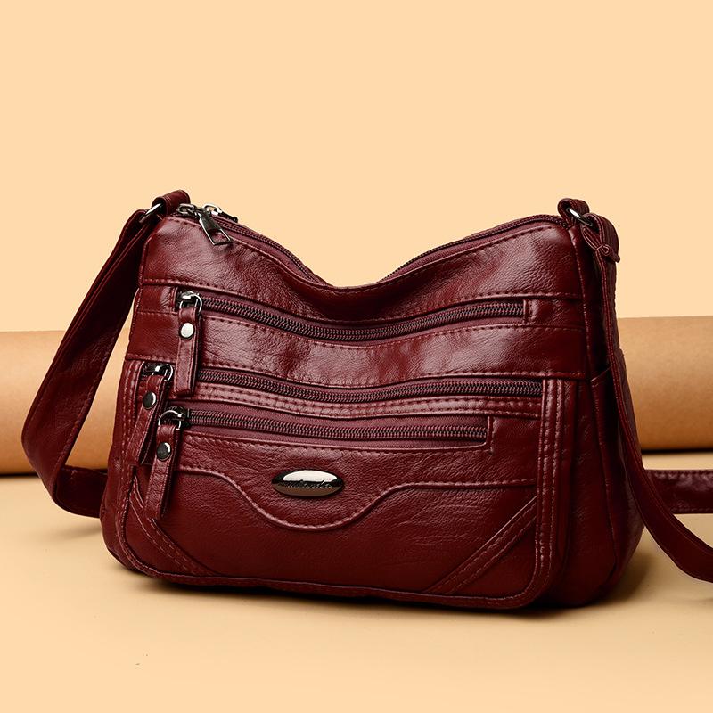 Damentasche aus weichem Leder, Damentasche für Mütter mittleren Alters, einzelne Schultertasche, große Kapazität, Umhängetasche, kleine Tasche