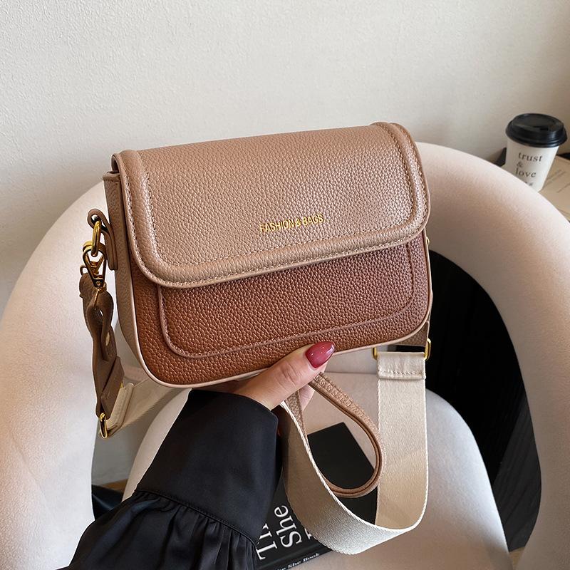 Early autumn new fashion niche ribbon contrasting color small square bag versatile single shoulder messenger women's bag