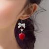 Elegant Fruit Charm Earrings Bowknot Strawberry Ear Pendants Unique Accessory