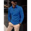 Men's Long Sleeve Polo Shirt Quarter-Zip Collared Solid Color Business Casual Top Pullover Golf Shirt Tee Tops