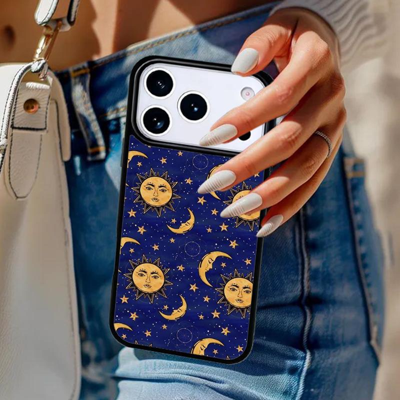 Vintage Moon and Sun Stars Phone Case For iPhone 17 Air 14 15 13 12 Max Cover For Apple 16e 11 Pro Max Plus Coque