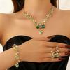 Exaggerated Rhinestone Jewelry Set: Necklace, Earrings, and Bracelet for Prom or Costume Accessories.
