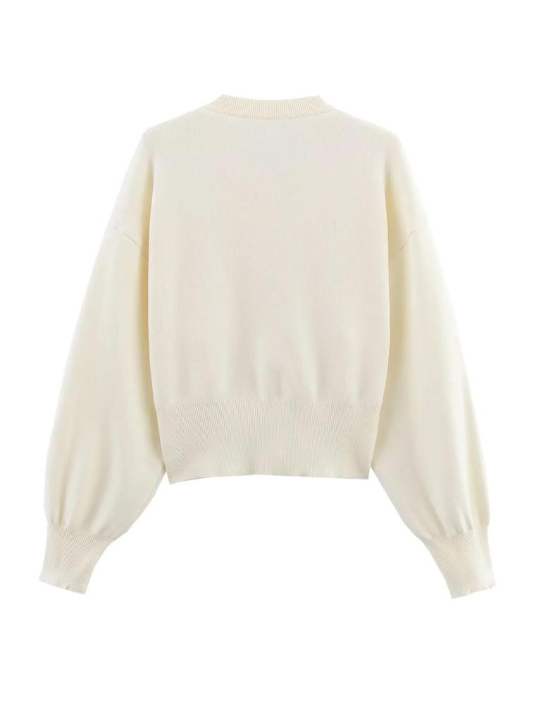 Damski Waniliowo-Niebieski Sweter Dzianinowy na Guziki i Spódnica Kopertowa - Kolekcja Wiosna/Lato 2025