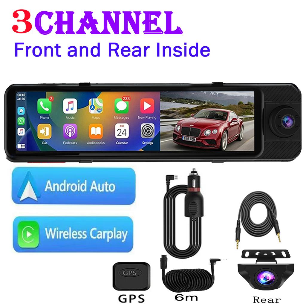 3 Camera Dash Cam 4K Car DVR Front Inside Rear 1080P GPS Tracking Night Vision Video Registrator Dashcam Parking Monitor