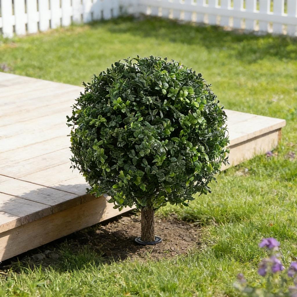 Artificial Topiary Ball Plant with Ground Stake Realistic Plastic Leaves Durable Outdoor Decorative Garden Ornament for Lawn Patio