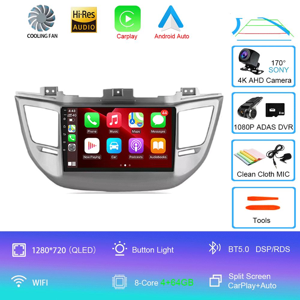 For Hyundai Tucson 2015-2017 Android 14 2din Car Radio Multimedia Video Player GPS Navigation 4G WIFI Carplay 8Core DSP EQ