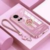 Custodia Reno10 Pro 5G Custodia di lusso con anello di diamanti per Oppo Reno 10 Pro 5G Custodia per telefono con cordino Custodia con placcatura Reno10 CPH2525 CPH2531