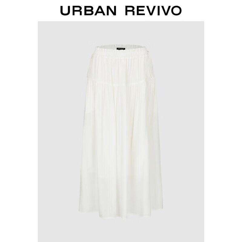 UR 2026 Women s Elegant Drawstring Pleated Patchwork Skirt S
