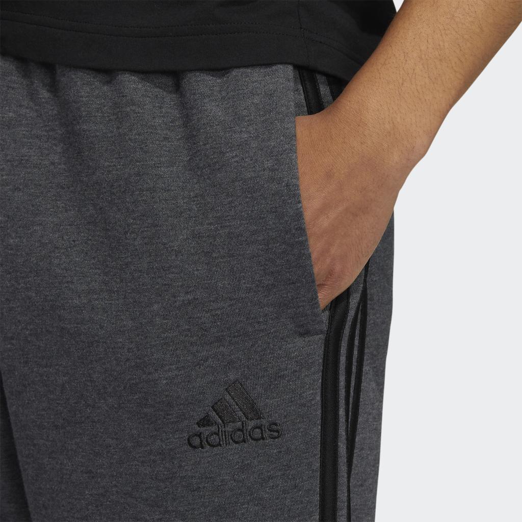 adidas Essentials Solid Logo Drawstring Knit Joggers Men Bottoms Grey GK8891