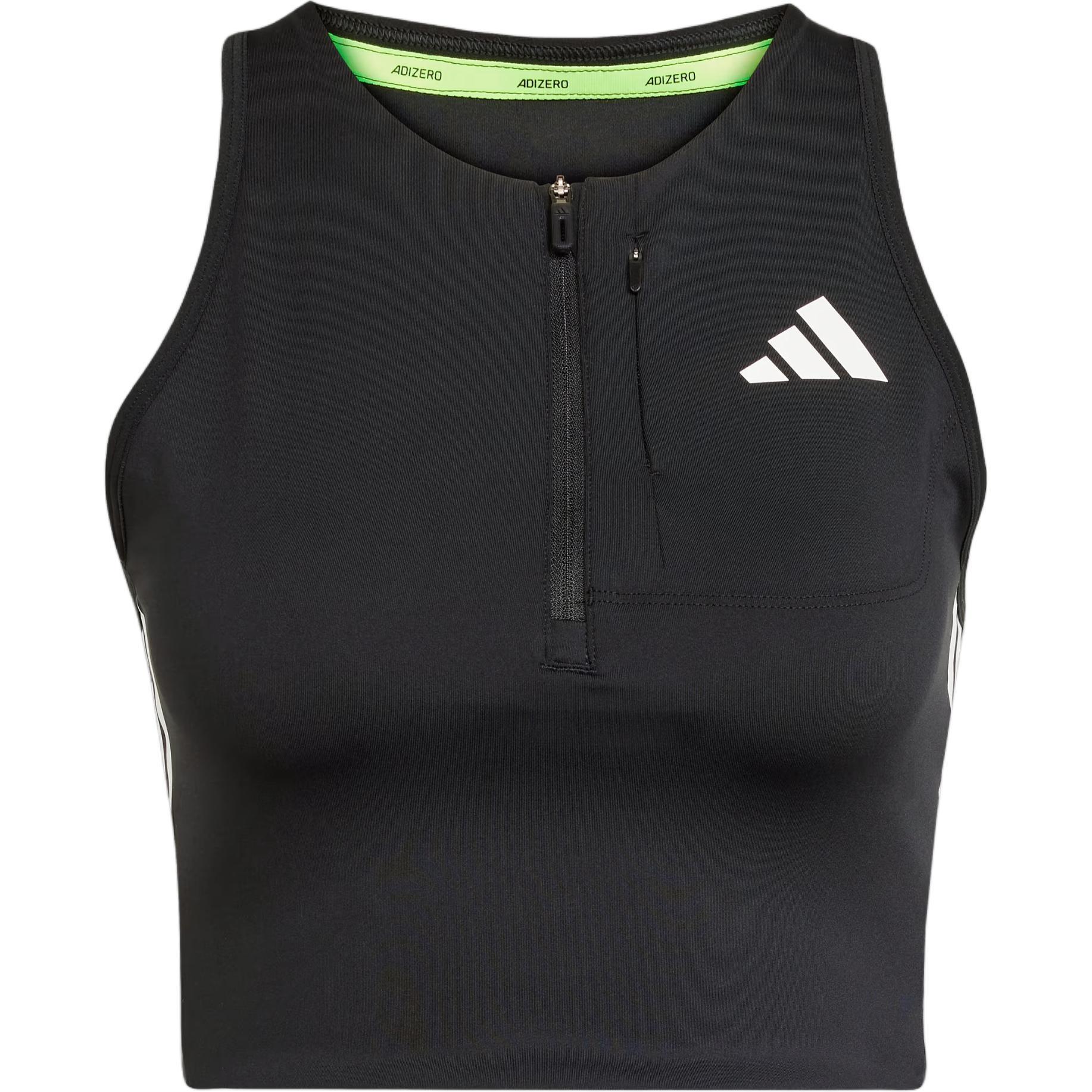 (WMNS) adidas Adizero Running Gel Pocket Crop Top Black Women s JN7162 L