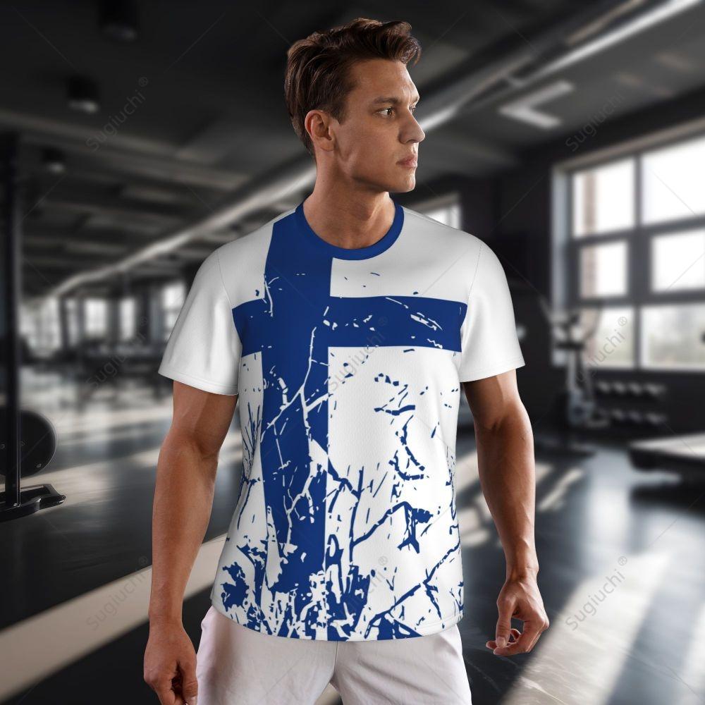 Exclusive Design Finland Flag Grain 3D Printed Men For Running Bike Soccer Tennis Fitness Sports Tshirt Mesh Fans Short T-shirt