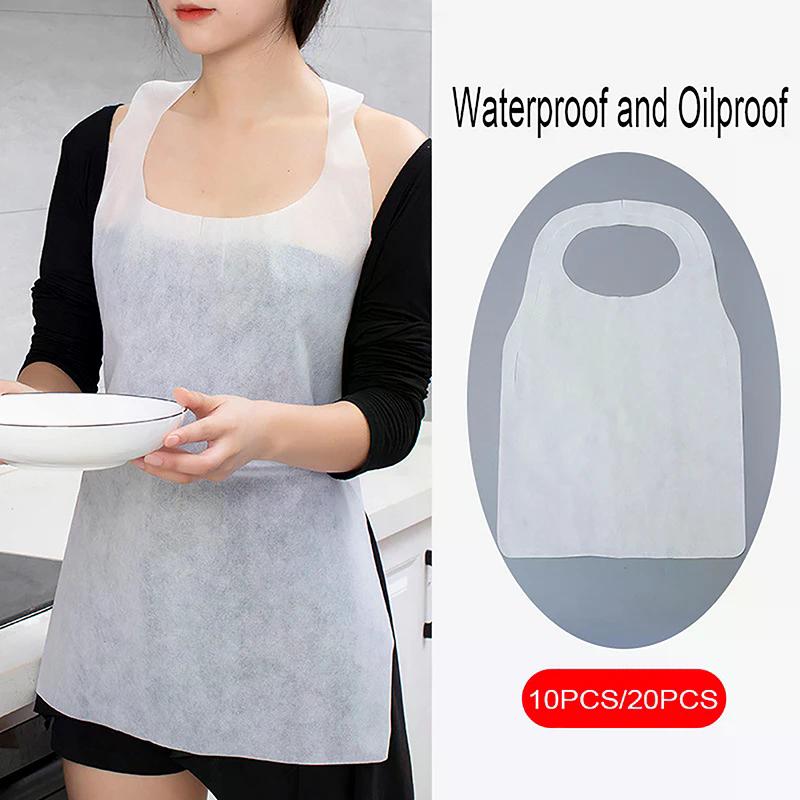 Non-Woven Waterproof Aprons, Disposable, Oil Proof, Anti-Fouling, Perfect for Hotpot Cooking - 10 Pieces