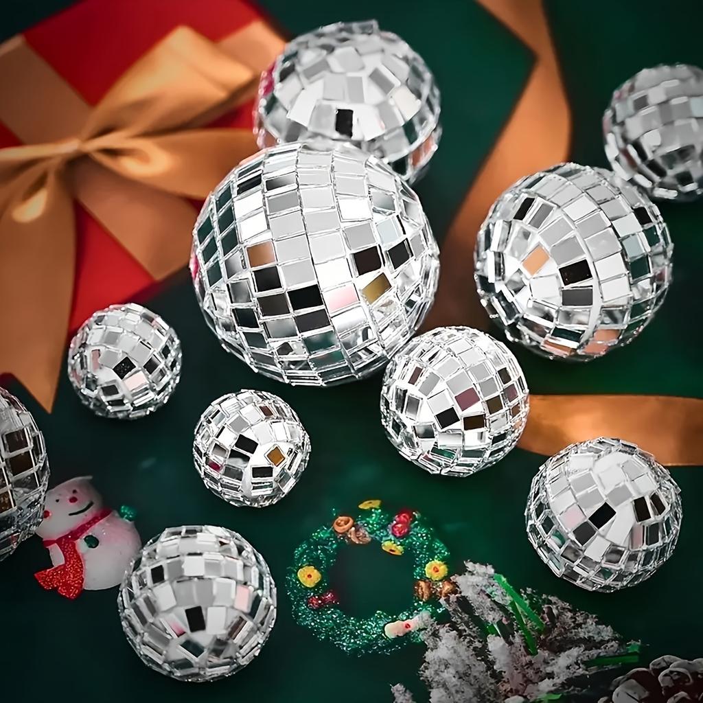 10 Stück Discokugel Festival Feiertag Bar Party Dekoration Kugel Reflektierendes Glas Silberne Kugeln für Hochzeit Geburtstag Dekor Funkelnd