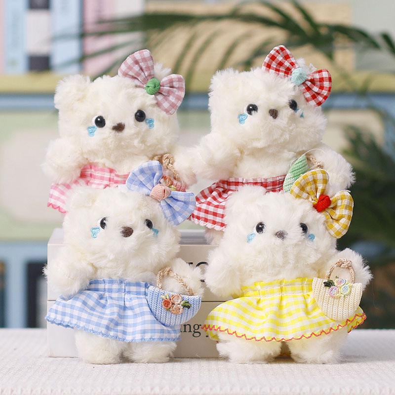 Plush Bear Keychain With Cute Tartan Dress For Gift Gift For All Ages