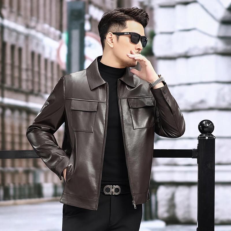 KAISER Men's Premium Business Casual Sheepskin Leather Jacket