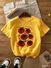 NewT-shirt with Tomato Print for Kids, Casual Round Neck,  Suitable for Daily Wear, Spring Summer Autumn