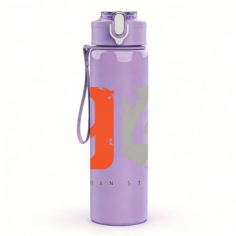 1PC 94 Urban Style Number Print 750ml Color Plastic Sports Water Bottle Leakproof Flip Straw Lid Suitable for Sports Office Home Use