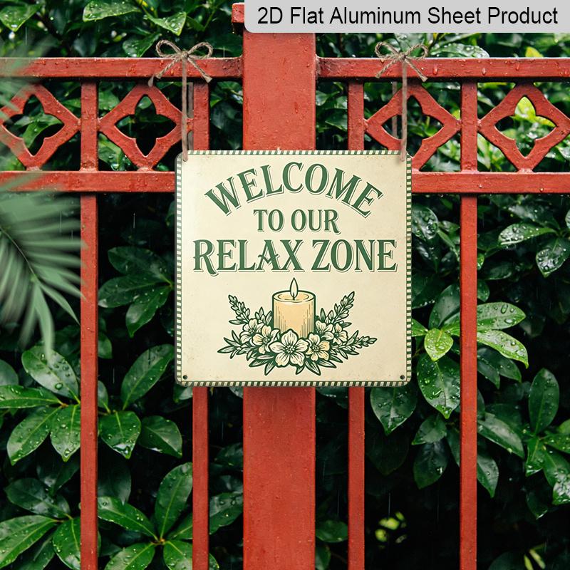 2D Flat, 1pc, Outdoor Wall Art, Welcome To Our Relax Zone Sign, Living Room Wall Art, Spa Decoration, Bedroom Display, Rustic Cozy Style, Minimalist