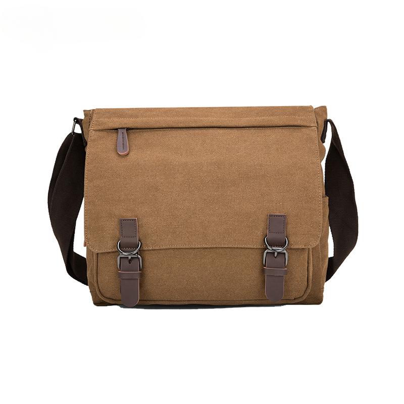 BIERLIFU High Quality 16 A Washed Canvas Men's Messenger Bag Explosion Proof Zipper Male Shoulder Bag Student Computer Bag Simple Solid Color Flap Bag